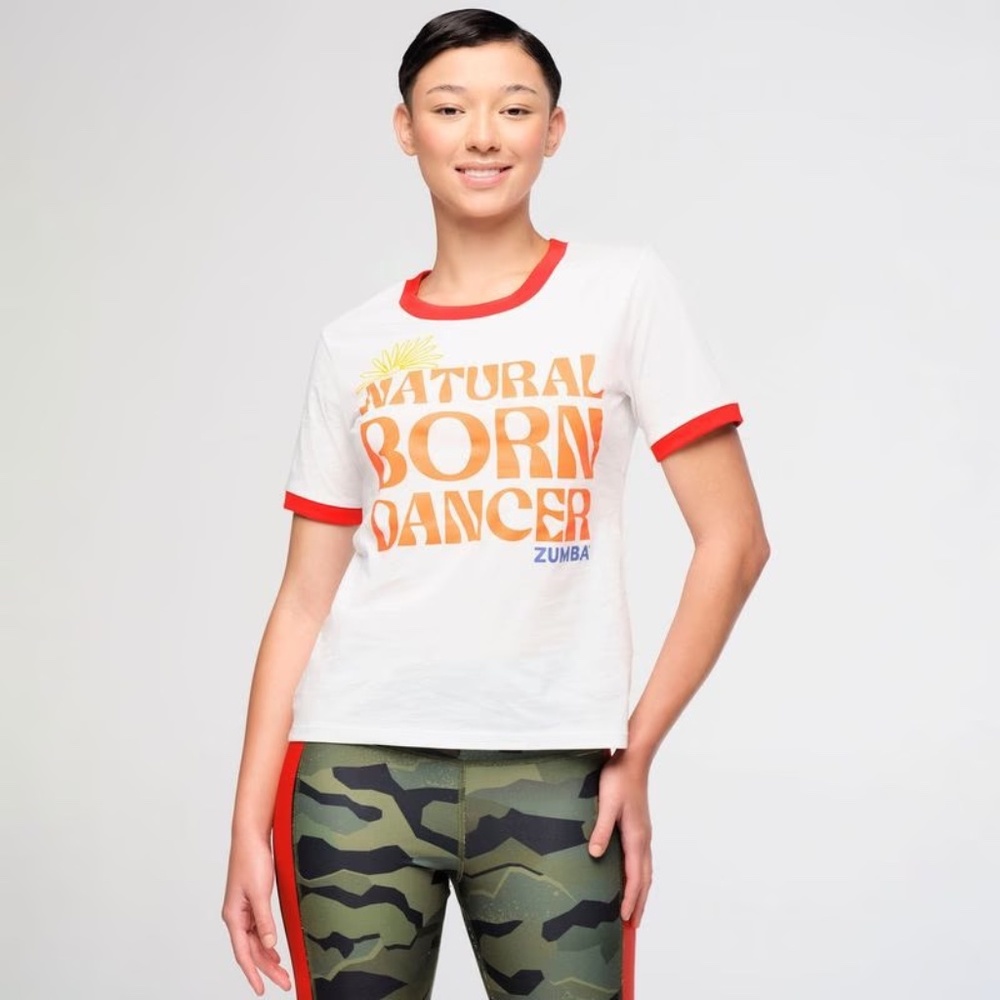 NWT Zumba Explore Ringer Tee - Wear It Out White, XXL